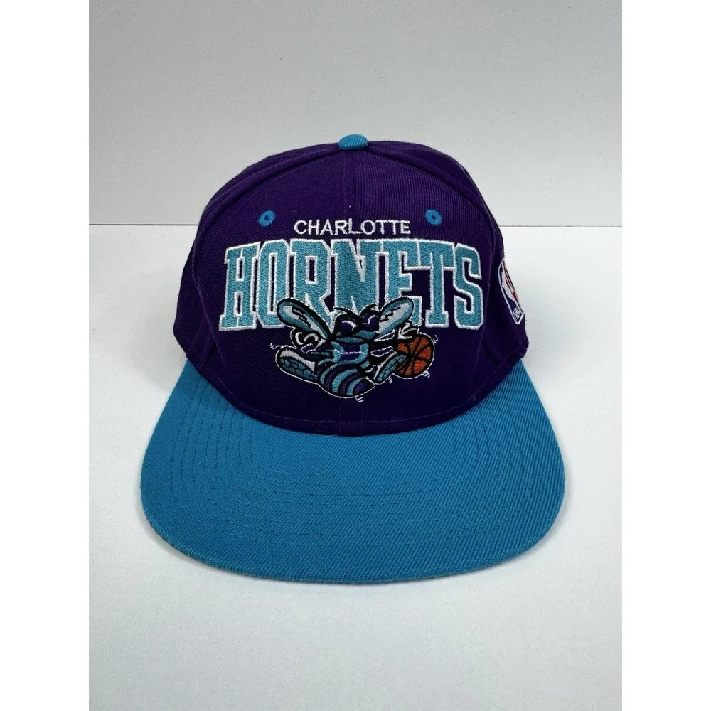 Mitchell & Ness Charlotte Hornets Snapback Hat Purple/Teal Cap Hardwood Classics